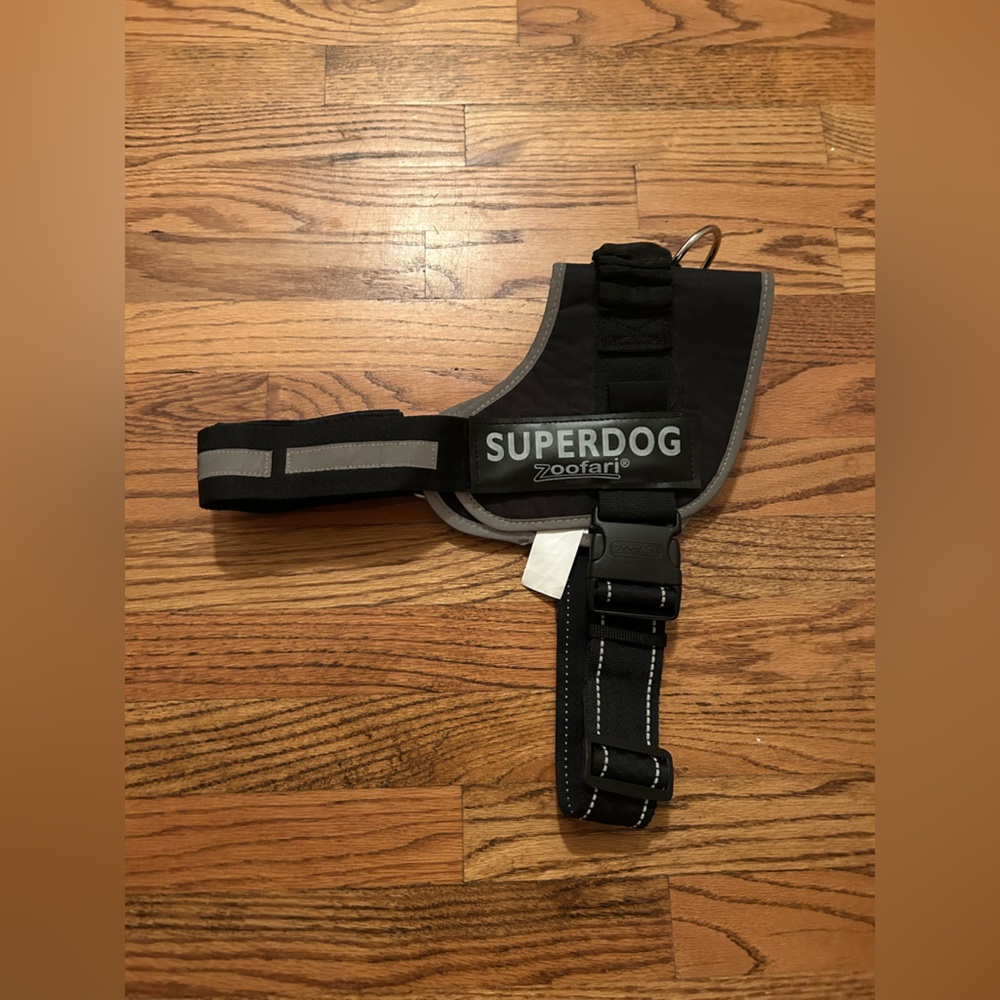 Zoofari Black Sz L “Security/Superdog” Dog Harness W/ Grey Accents